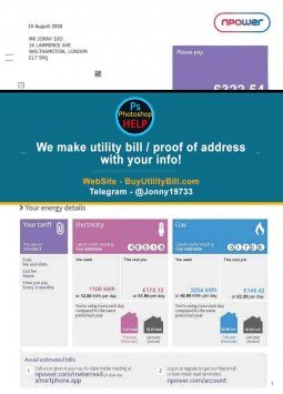 United Kingdom Power Utility Bill Sample